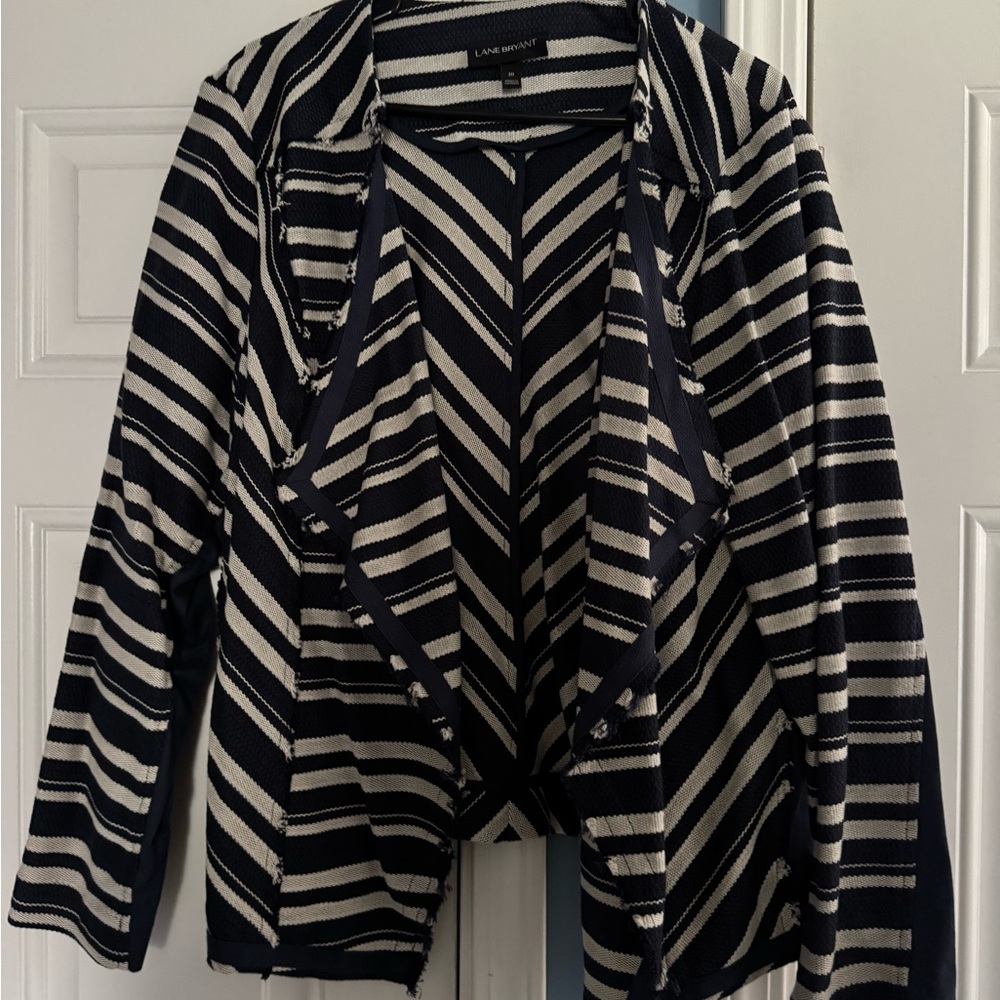 Lane Bryant Black and White Chevron Blazer